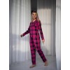 Жіноча піжама в клітку бавовняна (сорочка+брюки) Ladies' pijama Рожево-чорна